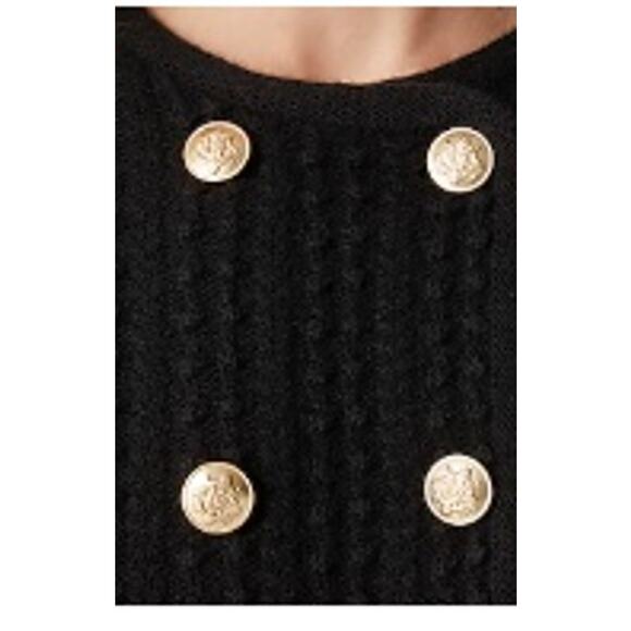 J Crew Cotton Lady Jacket Cardigan Sweater Wm's Black gold button SZ S FLAW #467 - Picture 3 of 8